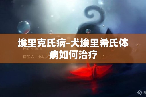 埃里克氏病-犬埃里希氏體病如何治療