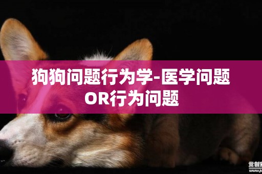 狗狗問題行為學-醫學問題OR行為問題