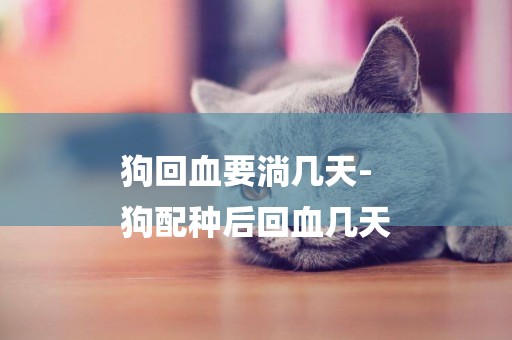 狗回血要淌幾天-
狗配種后回血幾天