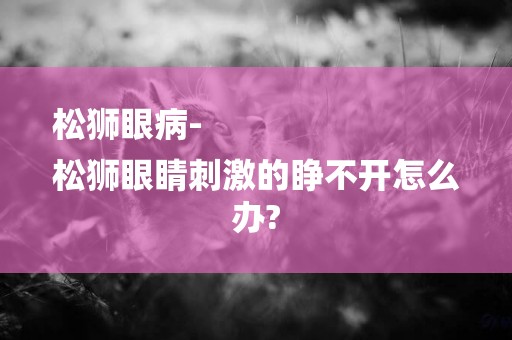 松獅眼病-
松獅眼睛刺激的睜不開怎么辦?