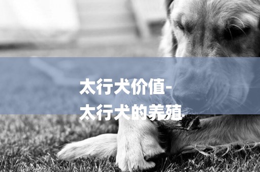 太行犬價值-
太行犬的養殖