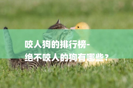 咬人狗的排行榜-
絕不咬人的狗有哪些？