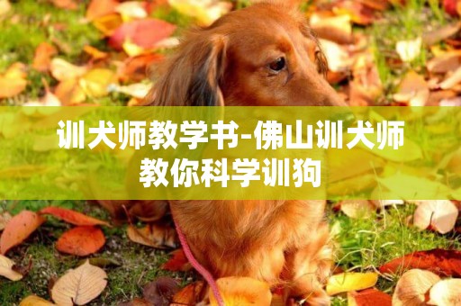 訓犬師教學書-佛山訓犬師教你科學訓狗