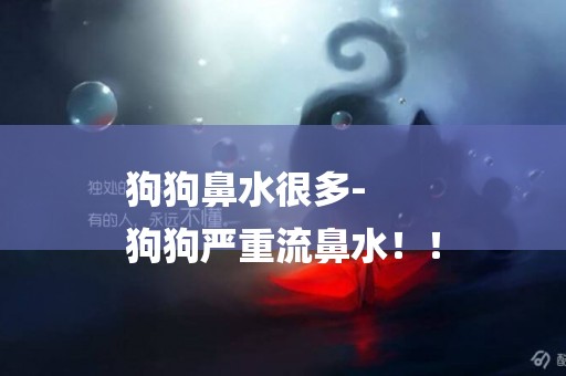 狗狗鼻水很多-
狗狗嚴重流鼻水！！