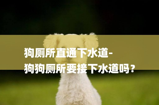 狗廁所直通下水道-
狗狗廁所要接下水道嗎？