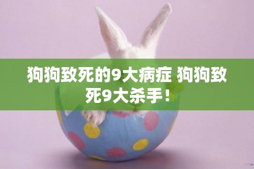 狗狗致死的9大病癥 狗狗致死9大殺手！