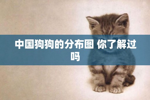 中國狗狗的分布圖 你了解過嗎