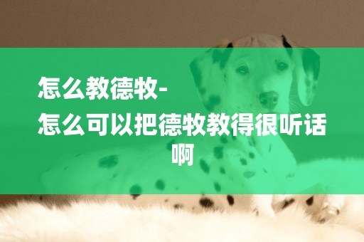 怎么教德牧-
怎么可以把德牧教得很聽話啊