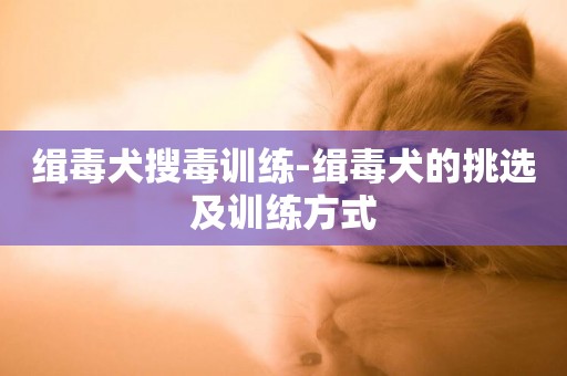 緝毒犬搜毒訓練-緝毒犬的挑選及訓練方式