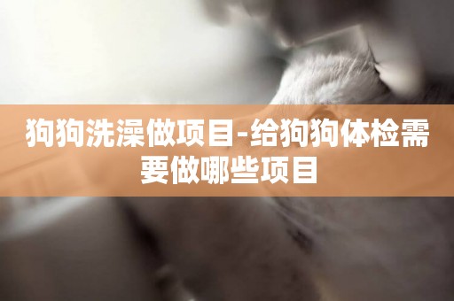狗狗洗澡做項目-給狗狗體檢需要做哪些項目