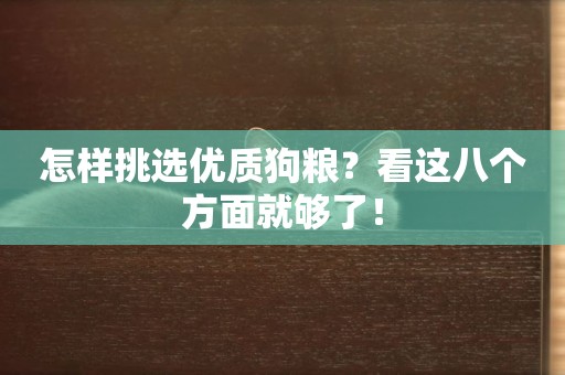 怎樣挑選優質狗糧？看這八個方面就夠了！
