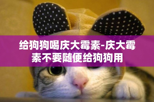 給狗狗喝慶大霉素-慶大霉素不要隨便給狗狗用