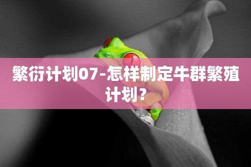 繁衍計劃07-怎樣制定牛群繁殖計劃？