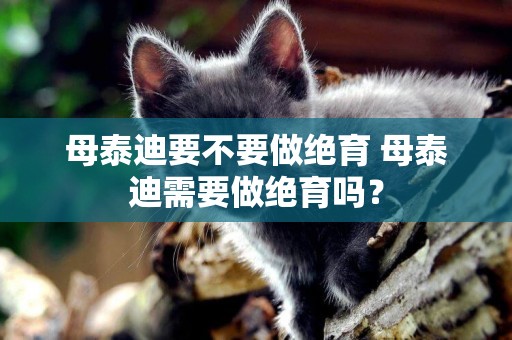 母泰迪要不要做絕育 母泰迪需要做絕育嗎？