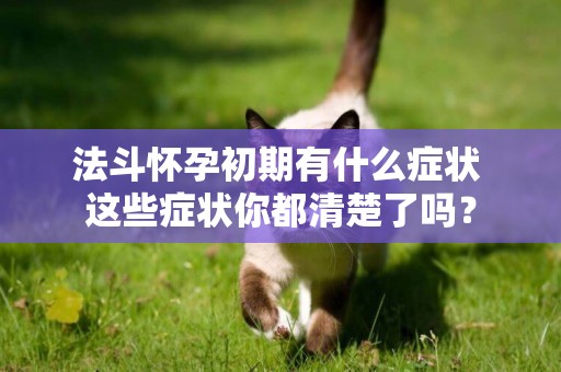 法斗懷孕初期有什么癥狀 這些癥狀你都清楚了嗎？