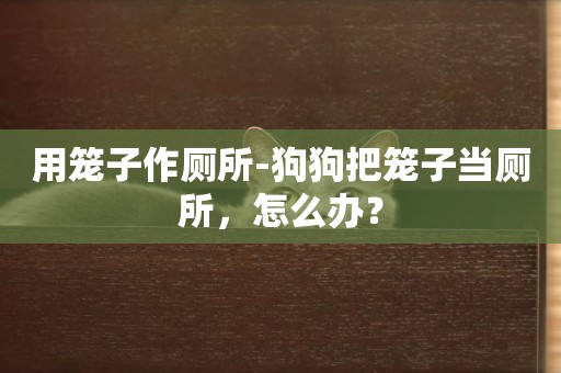 用籠子作廁所-狗狗把籠子當廁所，怎么辦？