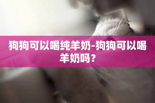 狗狗可以喝純羊奶-狗狗可以喝羊奶嗎？