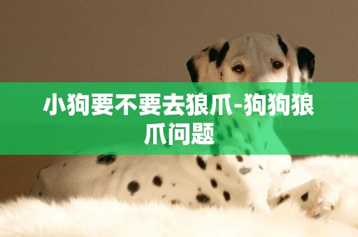 小狗要不要去狼爪-狗狗狼爪問題