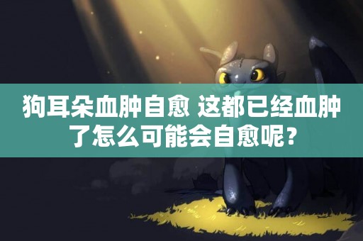 狗耳朵血腫自愈 這都已經血腫了怎么可能會自愈呢？