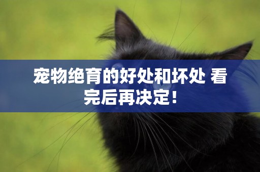 寵物絕育的好處和壞處 看完后再決定！