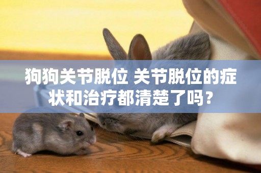 狗狗關節脫位 關節脫位的癥狀和治療都清楚了嗎？