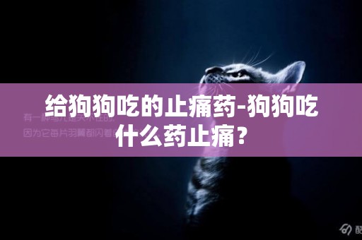給狗狗吃的止痛藥-狗狗吃什么藥止痛？