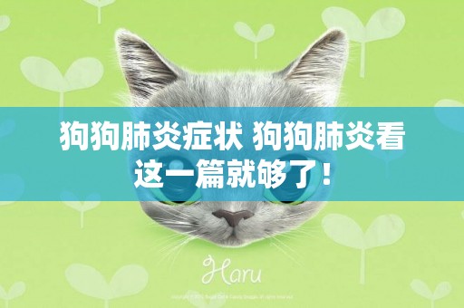 狗狗肺炎癥狀 狗狗肺炎看這一篇就夠了！