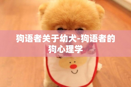 狗語者關于幼犬-狗語者的狗心理學