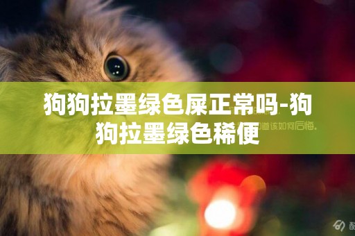 狗狗拉墨綠色屎正常嗎-狗狗拉墨綠色稀便