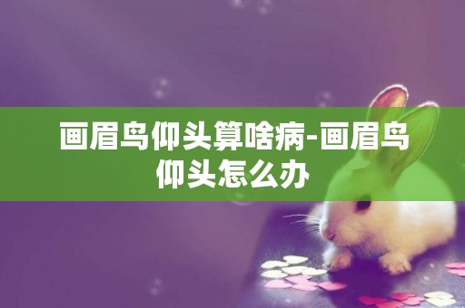 畫眉鳥仰頭算啥病-畫眉鳥仰頭怎么辦