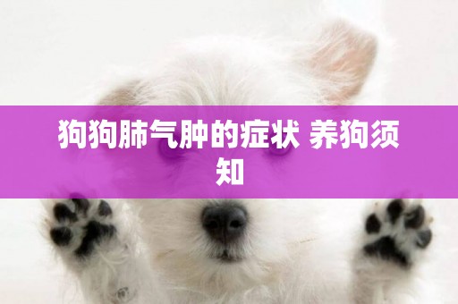 狗狗肺氣腫的癥狀 養狗須知