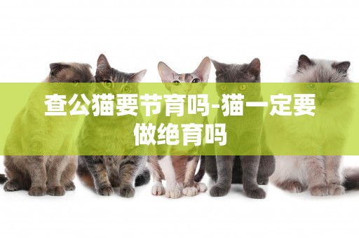 查公貓要節育嗎-貓一定要做絕育嗎