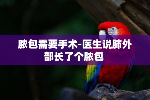 膿包需要手術-醫生說肺外部長了個膿包 