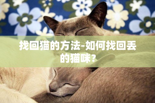 找回貓的方法-如何找回丟的貓咪？