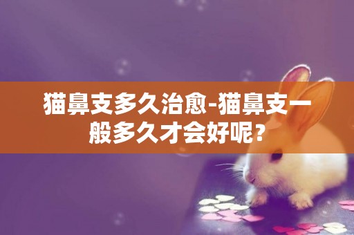 貓鼻支多久治愈-貓鼻支一般多久才會好呢？