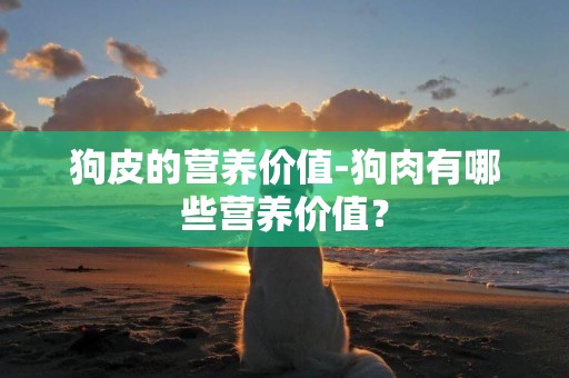 狗皮的營養價值-狗肉有哪些營養價值？