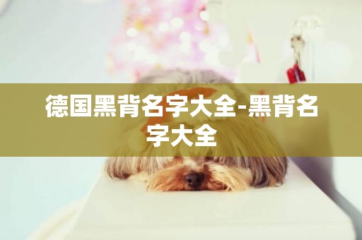 德國黑背名字大全-黑背名字大全