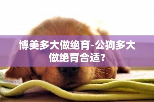 博美多大做絕育-公狗多大做絕育合適？