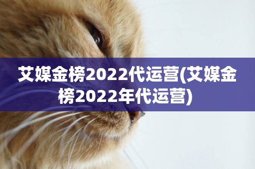 艾媒金榜2022代運營(艾媒金榜2022年代運營) 
