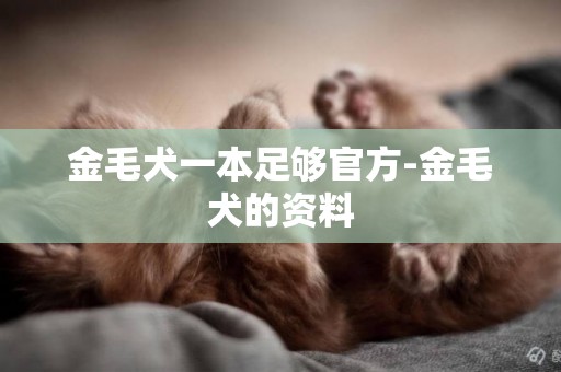 金毛犬一本足夠官方-金毛犬的資料
