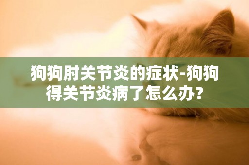 狗狗肘關節炎的癥狀-狗狗得關節炎病了怎么辦？