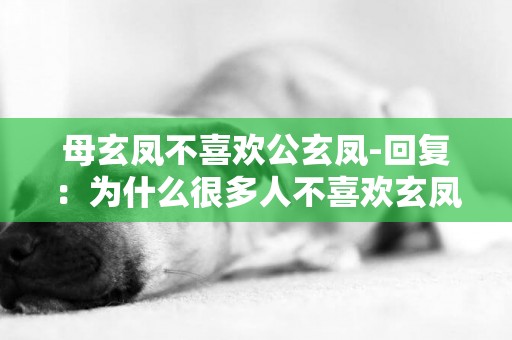 母玄鳳不喜歡公玄鳳-回復：為什么很多人不喜歡玄鳳