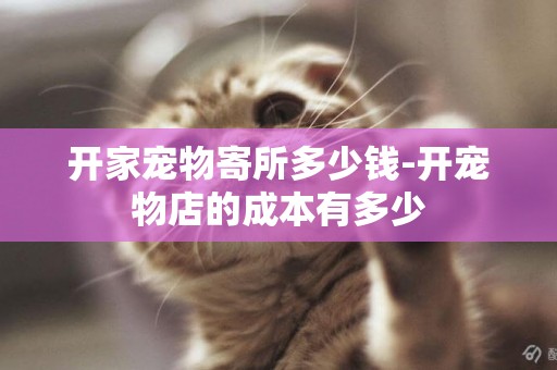 開家寵物寄所多少錢-開寵物店的成本有多少