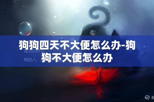 狗狗四天不大便怎么辦-狗狗不大便怎么辦