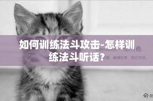 如何訓練法斗攻擊-怎樣訓練法斗聽話？