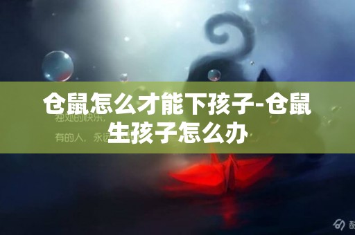 倉鼠怎么才能下孩子-倉鼠生孩子怎么辦
