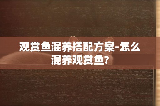 觀賞魚混養搭配方案-怎么混養觀賞魚?
