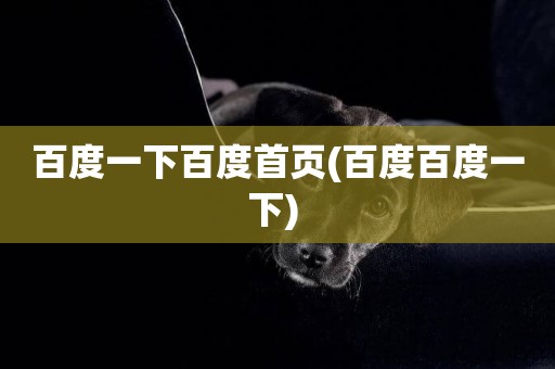 百度一下百度首頁(百度百度一下) 