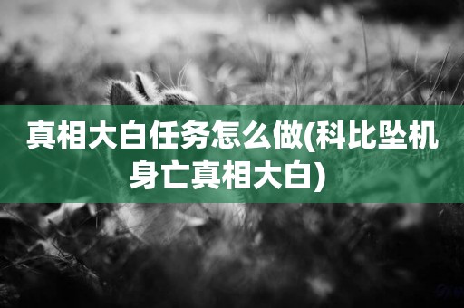 真相大白任務怎么做(科比墜機身亡真相大白) 