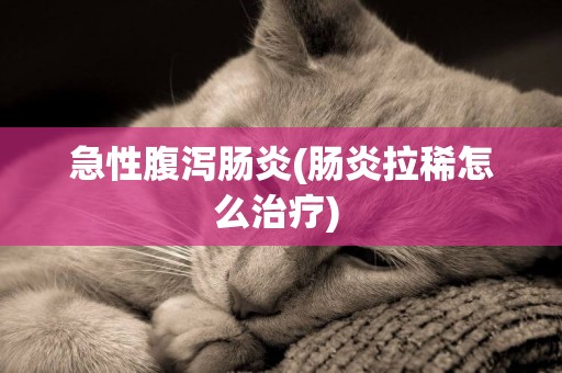 急性腹瀉腸炎(腸炎拉稀怎么治療) 
